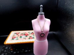 emme edgy red vinyl jacket necklace